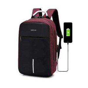 Astrum LB220 15” Oxford Laptop Backpack with Lock and USB Charging Port - Red / Black