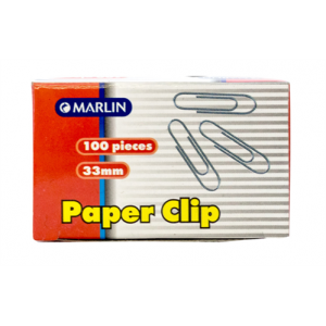 Marlin Silver 33mm Paper Clips - Box of 100 Pieces
