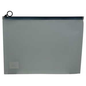 Brainware A4 Clear Carry Folder With Black Easy Slide Zip Closure