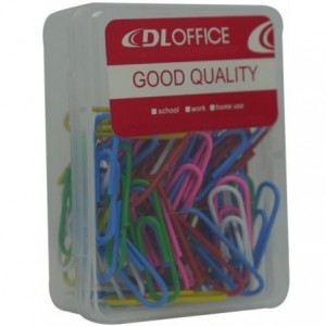 DLOffice Multicolour 28mm Paper Clips Plastic Tub of 70 Pieces