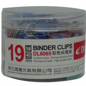 DLOffice Multicolour 19mm Binder Clips Plastic Tub of 40 Pieces
