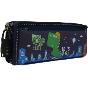 Brainware Fabric 2 Pocket 20cm Pencil Bag With Combination Lock - Navy Blue