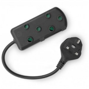 UK Plug To SA Socket Multiplug Adapter - Black