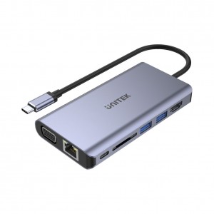 Unitek D1019B | USB3.1 Type-C 8-in-1 Port Replicator with 100W Power Delivery