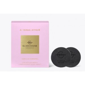 Glasshouse A Tahaa Affair Gold Car Diffuser with 1 Replacement Scent Disk