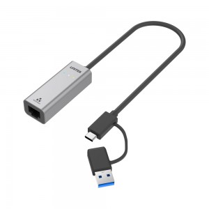 Unitek Y-3465A | Type-C to Gigabit Ethernet Converter with Type-C to Type-A Adapter