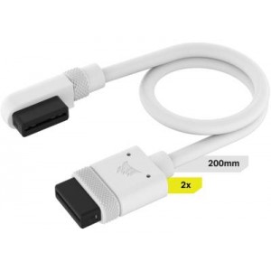 Corsair iCUE Link Cable 2x 200mm with Straight/Slim 90° Connectors - White