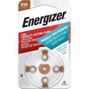 Energizer AZ312 1.4v Zinc Air Hearing Aid Battery Card 4