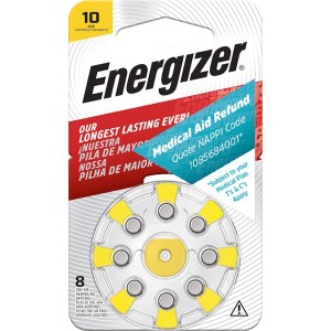 Energizer AZ10 1.4v Zinc Air Hearing Aid Battery Card 8