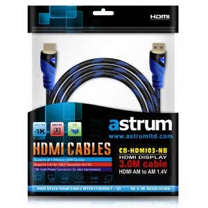 Astrum HDMI Cable 3.0 meter 1.4V Gold Plated Supports 3D