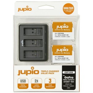 Jupio Value Pack x2 Battery for GP AHDBT-901 + USB Triple Charger