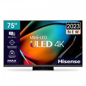 Hisense 75U8K Mini-LED ULED 4K TV - Quantum Dot Colour / IMAX Enhanced / Multi-Channel Surround 2.1.2 / 144Hz Game Mode Pro / Hands-Free Voice Control