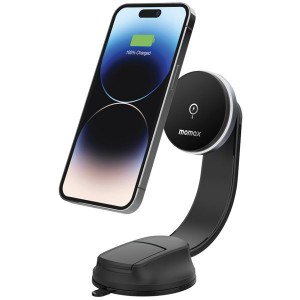 Momax Q.Mag Mount 5 15W Magnetic Wireless Charging Car Mount Suction Cup Mount - Black