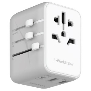 Momax 1-World 20W 3-Port + AC Travel Adapter - White