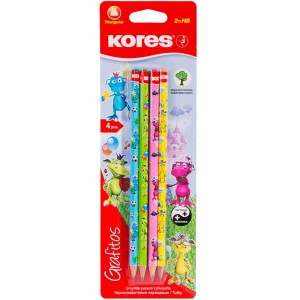 Kores Graphitos 4 Fantasy Dragons HB Pencils Blister Pack
