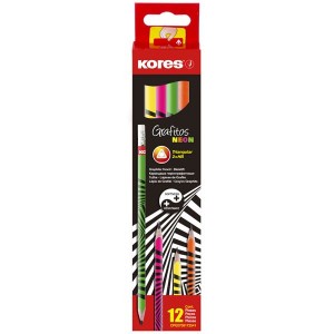 Kores Graphitos Neon HB Pencils with Eraser Box of 12