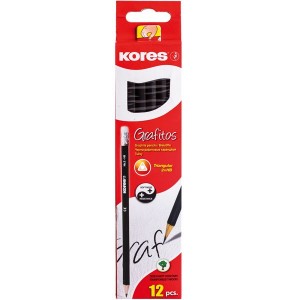 Kores Graphitos HB Pencil Matt Black with Eraser Box of 12