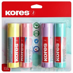 Kores Pastel Glue Stick 4x 40g Blister Pack