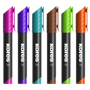 Kores Permanent K-Marker Set of 6 Mixed Colours