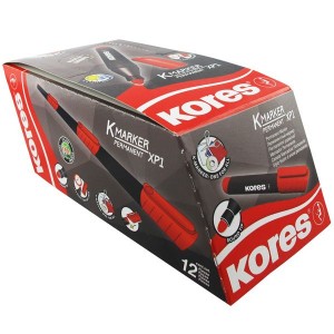 Kores Permanent K-Marker - Red - Box of 12