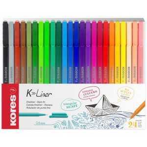 Kores K-Liner Set of 24 Mixed Colour Fine Liners