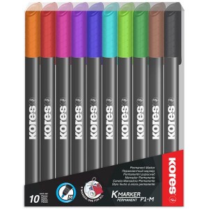 Kores Permanent K-Marker Fine Set of 10 Mixed Colours