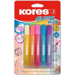 Kores Glitter Glue Pastel Set of 5 Blister Pack