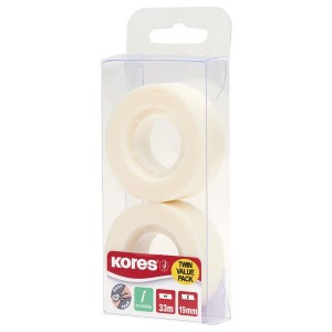 Kores Invisible Sticky Tape 33m x 19mm Pack of 2
