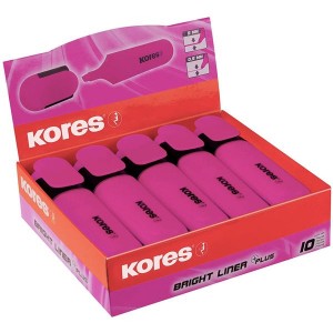 Kores Bright Liner Plus Pink Highlighter Box of 10