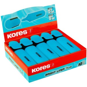 Kores Bright Liner Plus Blue Highlighter Box of 10