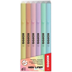 Kores High Liner Pastel Set of 6 Mixed Colour Highlighter Pens