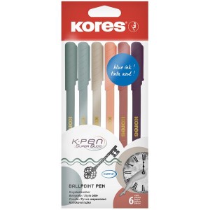 Kores K0R-M Set of 6 Vintage Ballpoint Pens Mixed Colours