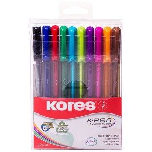 Kores K1-M Set of 10 Mixed Colour Ballpoint Pens