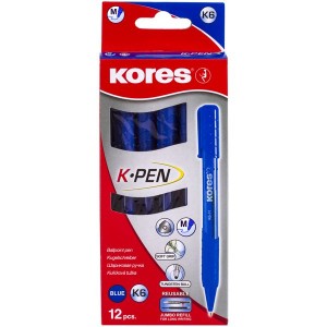 Kores K6-M Blue Retractable Ballpoint Pen 12s