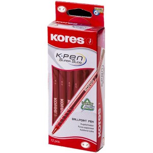 Kores K2-F Red Ballpoint Pen Box of 12
