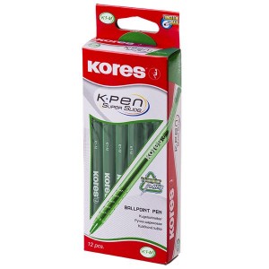 Kores K1-M Green Ballpoint Pen Box of 12