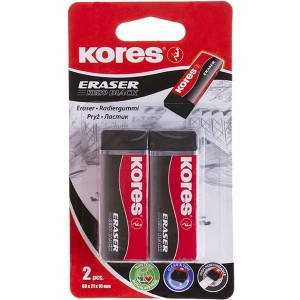 Kores KE-20 Eraser Black 2x Blister Pack