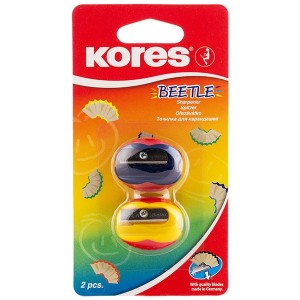 Kores Beetle Plastic Single Sharpener 2x Blister Pack