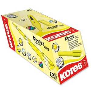Kores High Liner Plus Yellow Highlighter Box of 12