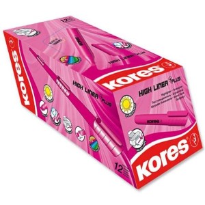 Kores High Liner Plus Pink Highlighter Box of 12