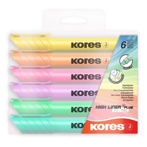 Kores High Liner Plus Pastel Set of 6 Mixed Colour Highlighters