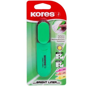Kores Bright Liner Plus Green Highlighter Blister Pack