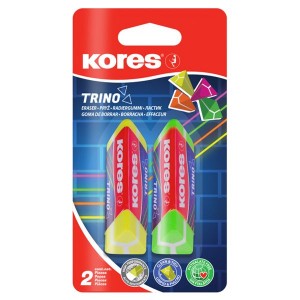 Kores Trino Eraser Neon 2x Blister Pack