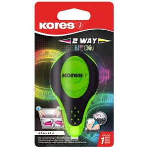 Kores 2Way Neon Correction Tape Blister Pack