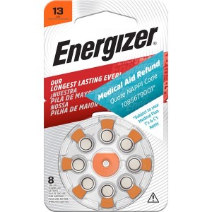 Energizer AZ13 1.4v Zinc Air Hearing Aid Battery Card 8