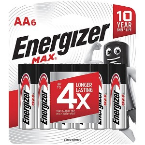Energizer E91BP6 1.5v MAX Alkaline AA Battery Card 6