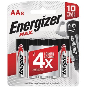 Energizer E91BP8 1.5v MAX Alkaline AA Battery Card 8