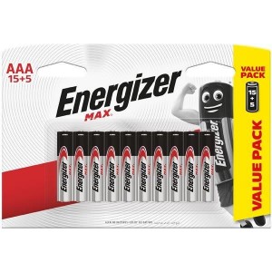 Energizer E92BP15+5 1.5v MAX Alkaline AAA Battery Card 15+5 Free