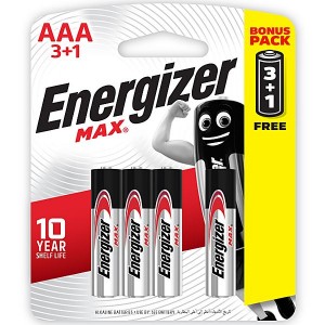 Energizer E92BP3+1 1.5V MAX Alkaline AAA Card 3+1 Free