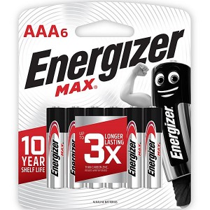 Energizer E92BP6 1.5v MAX Alkaline AAA Battery Card 6